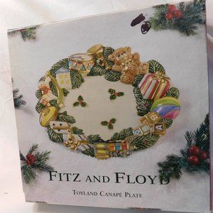FITZ AND FLOYD TOYLAND CANAPE PLATE WITH ORIGINAL BOX